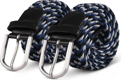 Immagine prodotto di cintura elastica hemmy (confezione da 2) 125cm "grigio/blu/nero" cintura intrecciata molte varianti - cintura in tessuto elastico cintura elastica senza fori