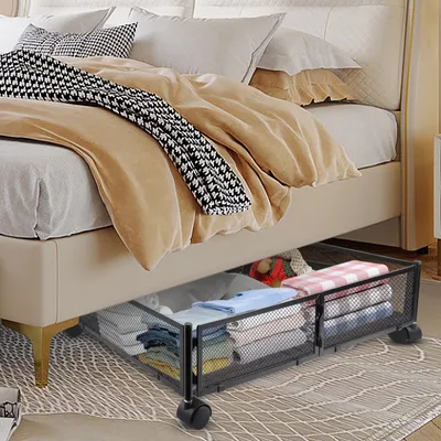 Produktbild von Unterbett Aufbewahrungsbox mit Rollen,Unterbett Aufbewahrung Organizer für Bücher, Spielzeug 60x40x17cm