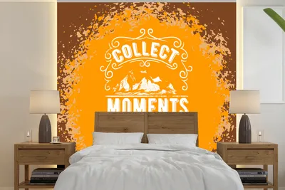 Produktbild von MuchoWow® Fototapete für Wohnzimmer oder Schlafzimmer Wandtapete Vinyl Motivtapete Jahrgang - Berg - Text - 300x300 cm - Wanddekoration