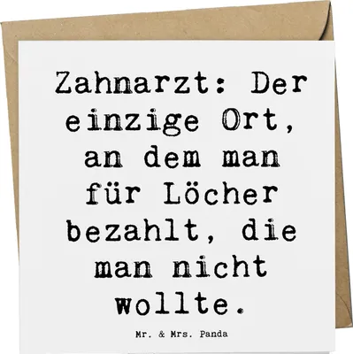 Produktbild von Mr. & Mrs. Panda Grußkarte Spruch Zahnarzt Lochgebühr - Weiß - Geschenk, doppelkarte, Lächeln, Geschenke für Berufstätige, Zahnheilkunde, Berufsliebe, Glückwunschkarte
