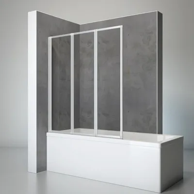 Produktbild von Schulte Badewannenfaltwand 3-teilig, 127 x 140 cm, 3 mm Sicherheitsglas (ESG) Klar hell, Alu-Natur