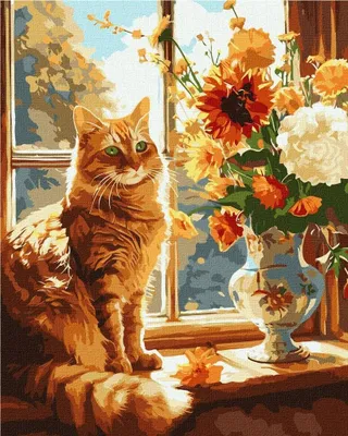 Image de Peinture par numéros - Chat roux 40 x 50 cm - Ideyka