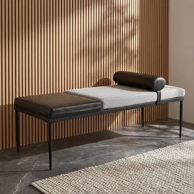 Imagen del producto de Banco con espacio de almacenamiento, cama de día con cojines, color gris