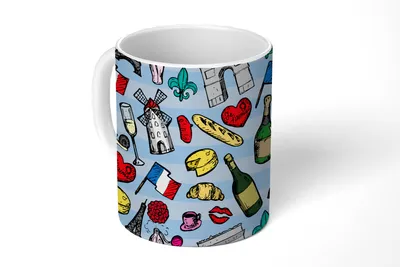 Produktbild von KitchenYeah® Tasse Kaffeetasse Kaffeebecher 350 ml Paris - Muster - Frankreich Teetasse - Fototasse - Becher - Keramikbecher - Teebecher - Kaffeetasse - Bürotasse