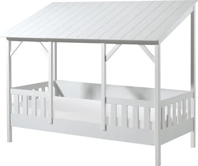 Produktbild von Hausbett >HAUSBETT< in Weiß aus Massiv Kiefer und MDF - 214,2x174x105,3 (BxHxT)