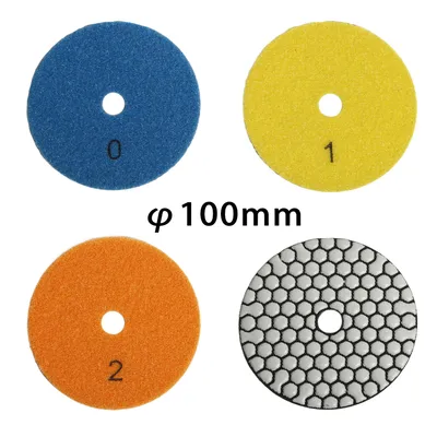 Image de Set de pads abrasifs diamantés à sec 100mm Granulométrie 50 100 200 Attache velcro pour pierre naturelle Granit Grès cérame Carrelage Céramique Pierre artificielle Verre Marbre