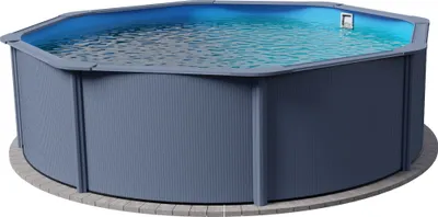 Produktbild von Stahlwandpool rund Classic (breiter Handlauf) 450x120cm, Stahl 0,4mm anthrazit, Folie 0,3mm blau