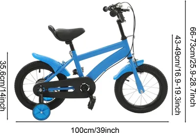 Immagine prodotto di Bicicletta per bambini - Ruote da 35 cm - Con rotelle - Sospensione anteriore - Freno a pattino - Telaio Acciaio al carbonio - Per bambini dai 2 ai 5 anni - Blu