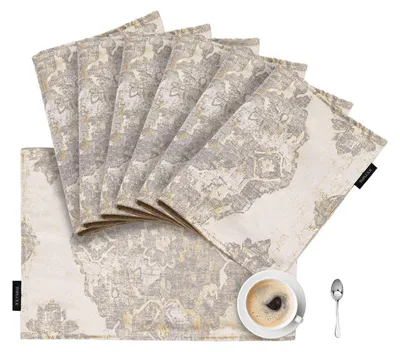 Immagine prodotto di Set di 6 tovagliette, tessuto jacquard, lavabili, 30x45 cm, color beige