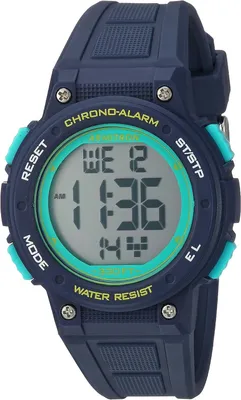 Productafbeelding van Digitale chronograaf dameshorloge met siliconen band, LCD-display, alarmfunctie, dubbele tijdweergave en achtergrondverlichting, waterdicht tot 100 meter
