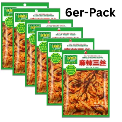 Produktbild von 6er-Pack Weijute Eingelegtes Senf Gemüse mit Seetang Spicy Sansi 138g