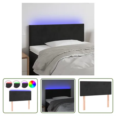 Produktbild von The Living Store LED Kopfteil Schwarz 90x5x78/88 cm Samt
