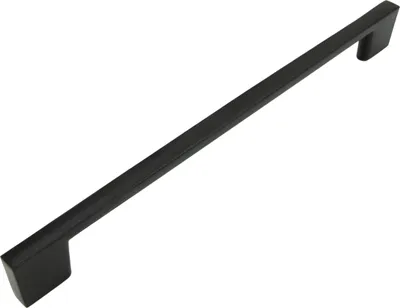 Image de Elégante poignée de meuble noire en aluminium, 224 mm, surface mate, idéale pour les intérieurs modernes et classiques, avec vis de montage en kit.