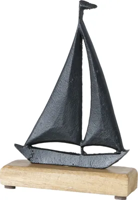 Immagine prodotto di Espositore decorativo / barca a vela - ca. 22 cm - alluminio mango in nero / naturale