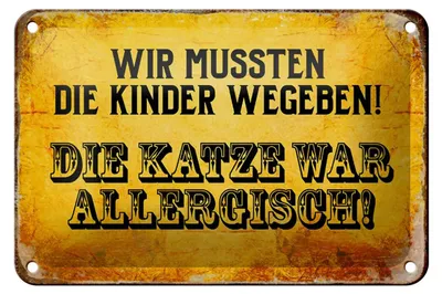 Produktbild von Blechschild Spruch 18x12cm Kinder weggeben Katze allergisch