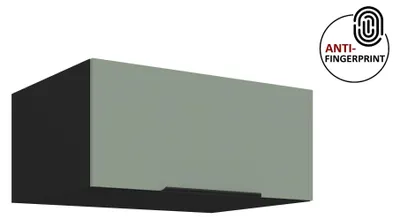 Produktbild von Küchen Aufsatzschrank 80 cm ARIA Aquamarin ultra matt + Schwarz matt, hochwertige Fronten mit Anti Fingerprint Beschichtung Küchenzeile Küchenblock