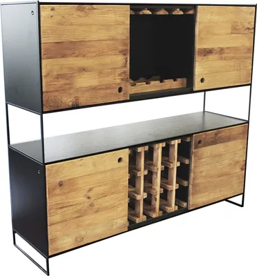 Immagine prodotto di Milani Home - madia credenza in legno massiccio e metallo 100 x 40 x 131 cm