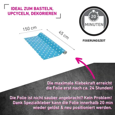 Produktbild von Klebefolie Dots blau - 45x150cm