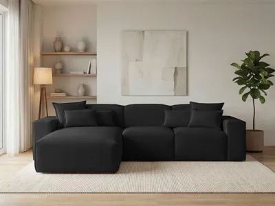 Produktbild von GrainGold Ecksofa L-Form Links Leni - Ecksofa fürs Wohnzimmer - Moderne Ecksofa, Wohnzimmer Ecksofa - Eckcouch Schwarz (Komodo 23)