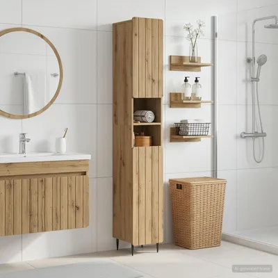 Immagine prodotto di Maison Exclusive - Mobile bagno con ripiano aperto, modello ZWOLLE, finitura rovere artigianale