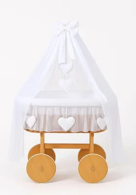 Image de LIT POUR BÉBÉ MY SWEET BABY en Fibre Naturelle Blanche avec Baldaquin et Base en Bois