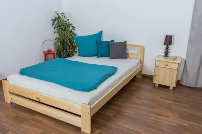 Produktbild von Einzelbett / Gästebett Kiefer Vollholz massiv natur A7, inkl. Lattenrost - Abmessungen: 140 x 200 cm