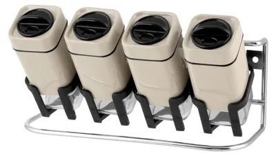 Produktbild von H&H Gewürzregal mit 4 Glasbehältern und Edelstahlständer