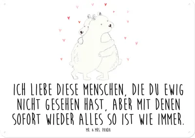 Produktbild von Mr. & Mrs. Panda Wandbild Eisbär Umarmen DIN A5 - Weiß - Geschenk, Lustige Sprüche, Dekoschild, Metallbild, tafel, Schild, Türschild