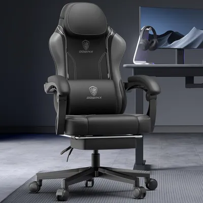 Immagine prodotto di Sedia da gaming ergonomica - Sedia da gaming - Sedia da ufficio - Sedia nera - Poltrona - Rivestimento in ecopelle