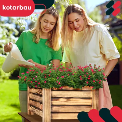Obrázok produktu pre KOTARBAU® Kvetináč 38x38x30 cm Kvetináč s netkanou textíliou Veľký vonkajší kvetináč na balkón Ochrana pred zrakmi Kvetináče Kvetináče z borovicového dreva Rustikálny