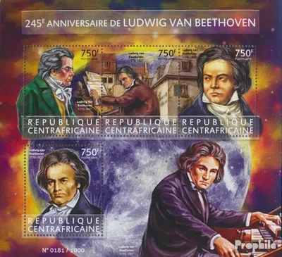 Produktbild von Briefmarken Zentralafrikanische Republik 2015 Mi 5600-5603 Kleinbogen (kompl. Ausgabe) postfrisch Ludwig van Beethoven