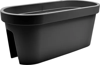 Produktbild von 2er Set Balkon Geländer Blumenkasten, Geländertopf, Balkonkasten, Blumentopf, Blumenkübel, Pflanztopf Railing oval 59x26cm schwarz