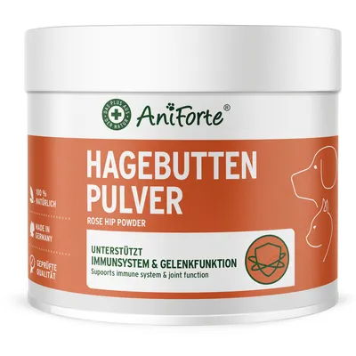 Produktbild von AniForte Hagebuttenpulver für Hunde & Katzen 250g – 100% Hagebutten, reich an Vitamin C, zur Unterstützung des Immunsystems