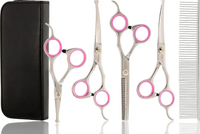 Produktbild von GEPARD Friseurset mit Effilierschere und rechtshändiger Schere 6,0 + Etui Kämme, Friseurkämme zum Haarschneiden für den Superior-Salon.