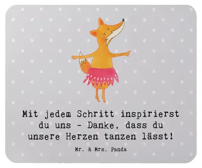 Produktbild von Mr. & Mrs. Panda Mauspad Tanzen Trainerin Herz - Grau Pastell - Geschenk, Tanztrainerin, pc mousepad, Hingabe, computer, Mouse Pad, Liebe zur, Mentorin, Sportart, laptop