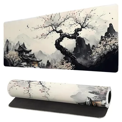 Imagen del producto de Alfombrilla para ratón de gaming, tamaño XXL (800 x 300 mm), color gris cereza, base de goma antideslizante, ideal para jugadores