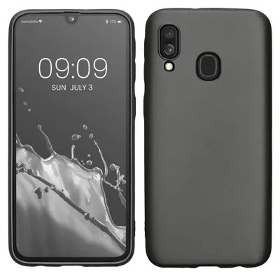 Produktbild von kwmobile Handyhülle für Samsung Galaxy A40 Hülle - Silikon Case metallisch schimmernd - Schutzhülle Cover - Metallic Grau