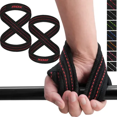 Produktbild von RDX Zughilfen Krafttraining Bodybuilding, Figure 8 Kreuzheben Gewichtheben Handgelenkschutz Griff, Gepolstert Powerlifting Fitness Weight Lifting Straps, Frauen Männer Deadlift Pull up Grip