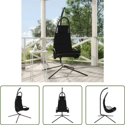 Produktbild von The Living Store Garten-Hängestuhl mit Kissen Schwarze Oxford-Gewebe und Stahl