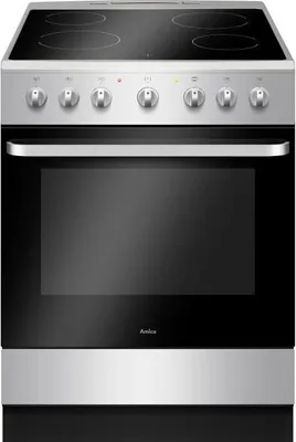Image de Cuisinière Vitrocéramique AMICA ACV6003S, 60x60 cm, Silver, Four 65L, 9 Modes de Cuisson
