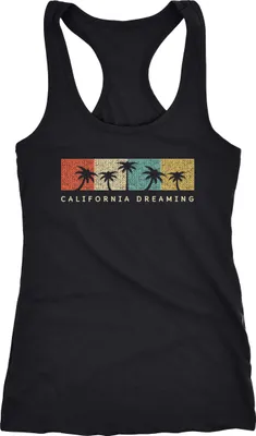 Produktbild von Damen Tank-Top California Dreaming Summer Party Palmen Palms Retro Vintage Racerback Tank Top Neverless® schwarz L