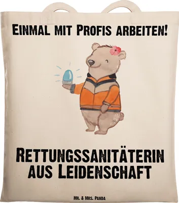 Produktbild von Mr. & Mrs. Panda Tote Bag Rettungssanitäterin Leidenschaft - Transparent - Geschenk, Jutebeutel, Tasche, Shopping, Tragetasche, einkaufsshopper