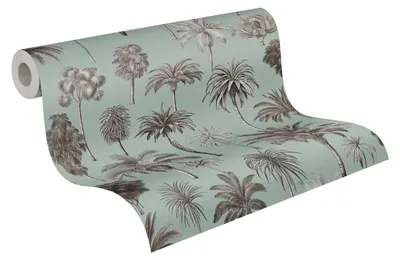 Produktbild von A.S. Création Palmenblatt-Vliestapete – Braun, Grau – 10,05 x 0,53 m