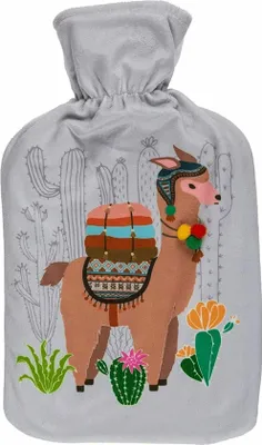 Immagine prodotto di Borsa dell'acqua calda a forma di lama con morbida fodera in poliestere, 2 L, borsa dell'acqua calda da letto, cuscino termico, grigio chiaro