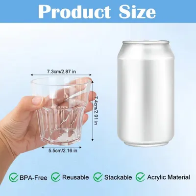 Produktbild von Set mit 12 wiederverwendbaren Plastikbechern, 160 ml Fassungsvermögen