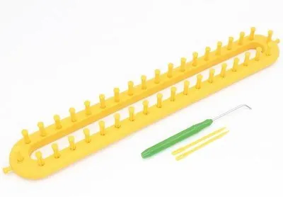 Zdjęcie produktu dla 1 sztuka Długie krosno dziewiarskie do skarpet, szalików i czapek (36 cm, żółte) - zestaw rzemieślniczy