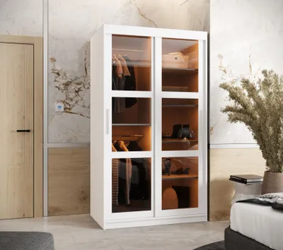 Produktbild von Kleiderschrank KATIE 3 - 100 cm, weiß/silber
