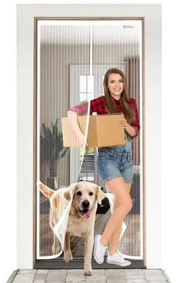 Productafbeelding van Vliegenhor voor deur, 90x240 cm, met magneetsluiting, wit, geschikt voor balkondeuren