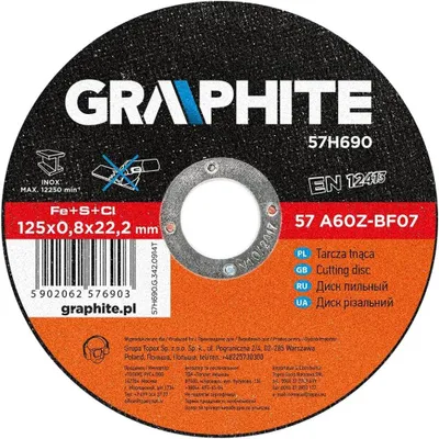 Zdjęcie produktu dla GRAPHITE Tarcza tnąca do metalu 125 x 0.8 x 22.2 mm, 42A60S-BF07