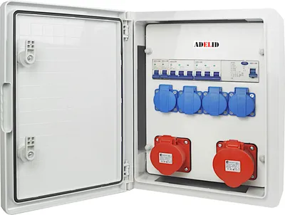 Produktbild von Stromverteiler Baustromverteiler CEE 16A 32A 4x230V Komplett mit Sicherungen Schutzschalter Gehäuse IP65